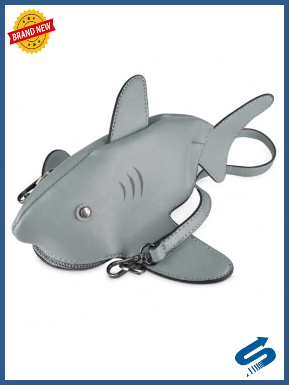 Cute Fish Animal Clutch - Women Fun Shark Purse PU Leather Crossbody Bag